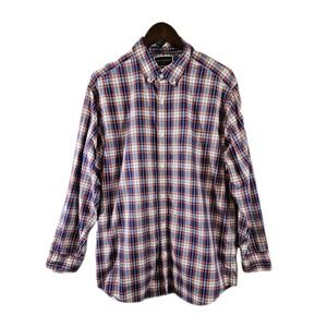 Charles Tyrwhitt Shirt Mens Large Red Blue Plaid Button Up Classic Fit Cotton